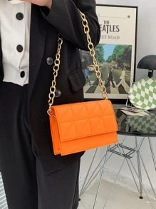 Túi đeo vai nữ, túi dây xích, túi vuông nhỏ, túi chần bông, túi mini nhẹ, phù hợp cho đi làm, dạo phố, phối đồ hàng ngày, hẹn hò, công sở, học sinh và các dịp khác. - Màu Cam cháy - Xem 5