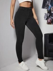 Chiquease 女式纯色高腰紧身休闲裤