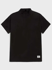 Manfinity VCAY Áo Phông Nam Baggy Giả Cổ Tay Ngắn Cơ Bản Tee Thời Trang Nam Quần Áo Mùa Hè Đan Top - màu đen - Xem 1