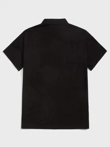 Manfinity VCAY Áo Phông Nam Baggy Giả Cổ Tay Ngắn Cơ Bản Tee Thời Trang Nam Quần Áo Mùa Hè Đan Top - màu đen - Xem 2