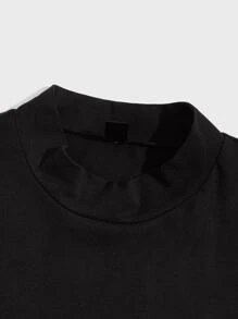 Manfinity VCAY Áo Phông Nam Baggy Giả Cổ Tay Ngắn Cơ Bản Tee Thời Trang Nam Quần Áo Mùa Hè Đan Top - màu đen - Xem 4