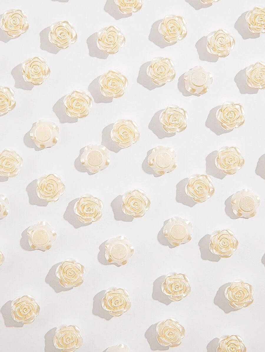 50入組花朵設計DIY髮夾配件 - 白色 - 查看 1