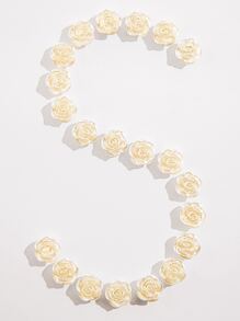 50入組花朵設計DIY髮夾配件 - 白色 - 查看 2