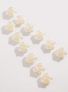 50入組花朵設計DIY髮夾配件 - 白色 - 查看 4