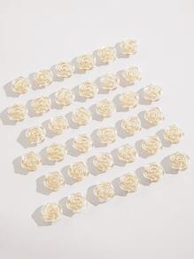 50入組花朵設計DIY髮夾配件 - 白色 - 查看 6