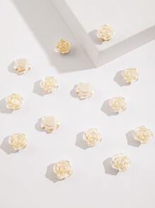 50入組花朵設計DIY髮夾配件 - 白色 - 查看 7