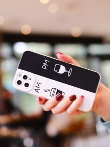 เคสโทรศัพท์ สองสี พิมพ์ลายรูปถ้วยกาแฟ - สีดำและสีขาว - ดู 2