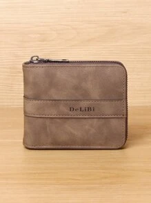DE LI BI Men Letter Graphic Wallet Credit Card Small Purse Bi-Fold Zipper Men Wallet Dad Gifts Mini Thin Lightweight Bi-Fold Portable Money Cash Small Purse Pocket Wallet Minimalist Fashion Modern Business Anniversary On Valentine Day For Birthday Gift Gift Couple Men Male Gift - Coffee Brown - View 1
