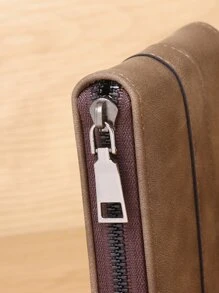 DE LI BI Men Letter Graphic Wallet Credit Card Small Purse Bi-Fold Zipper Men Wallet Dad Gifts Mini Thin Lightweight Bi-Fold Portable Money Cash Small Purse Pocket Wallet Minimalist Fashion Modern Business Anniversary On Valentine Day For Birthday Gift Gift Couple Men Male Gift - Coffee Brown - View 5