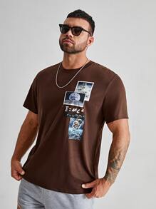 Manfinity Tops Nam Lá thư Giải trí - Cà phê nâu - Xem 1