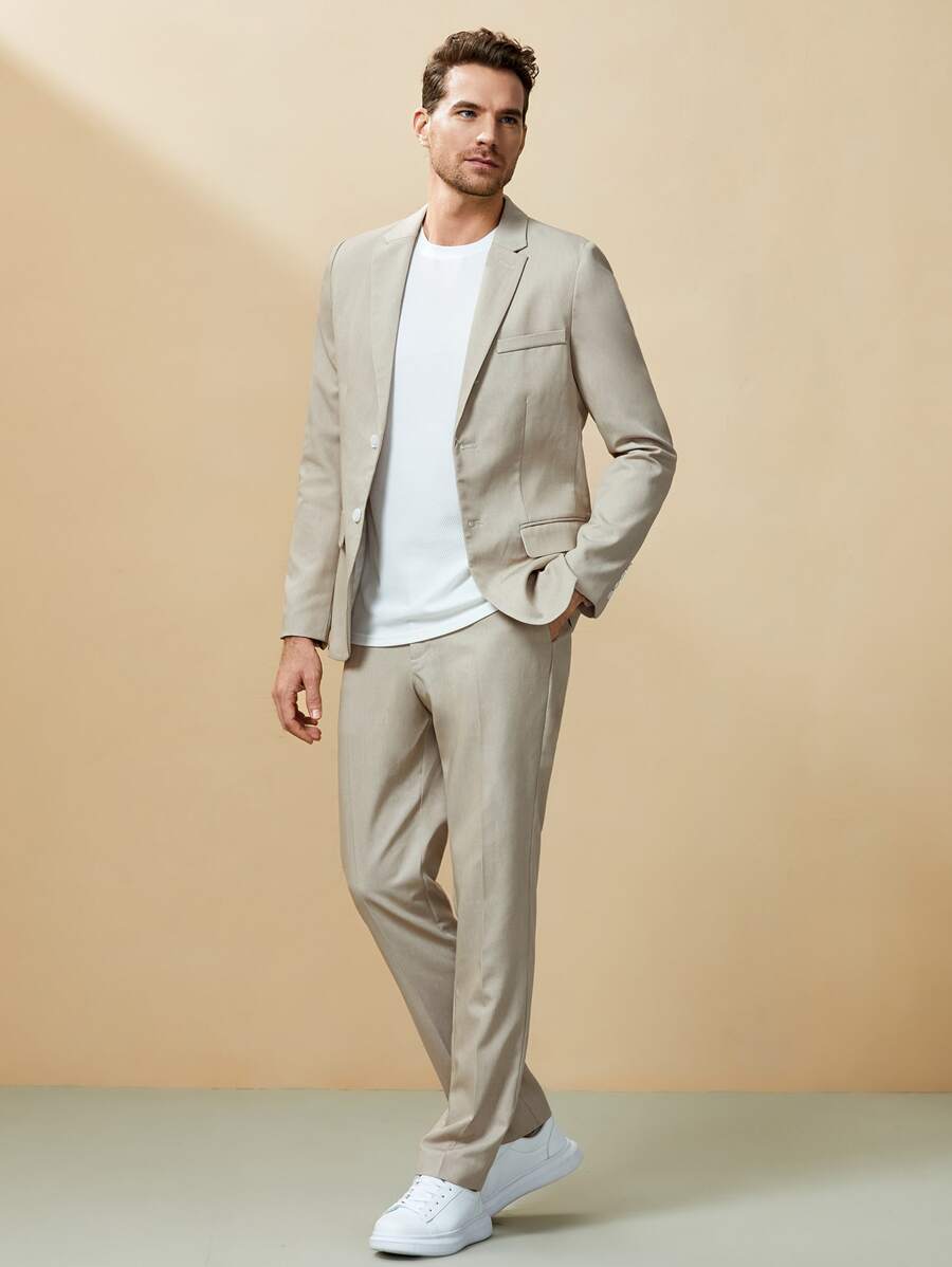 Manfinity VCAY Men Single Breasted Blazer & Pants Suit Set