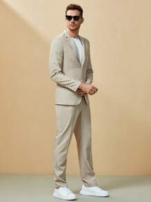 Manfinity VCAY Men Single Breasted Blazer & Pants Suit Set