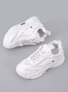 Letter Detail Lace-up Front Chunky Sneakers