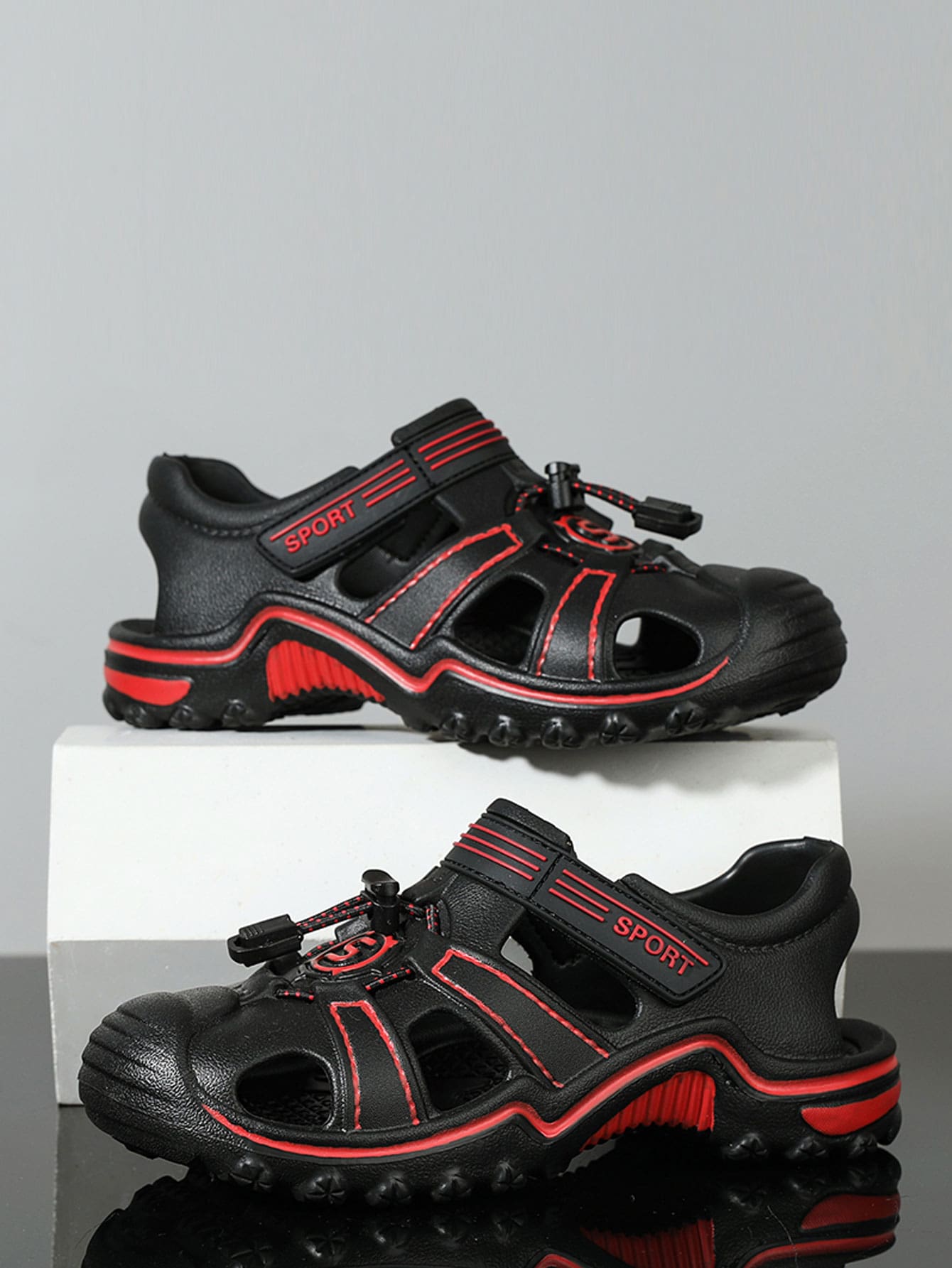 Dép Thể thao Trẻ em Ren lên Lá thư - màu đen - Xem 1