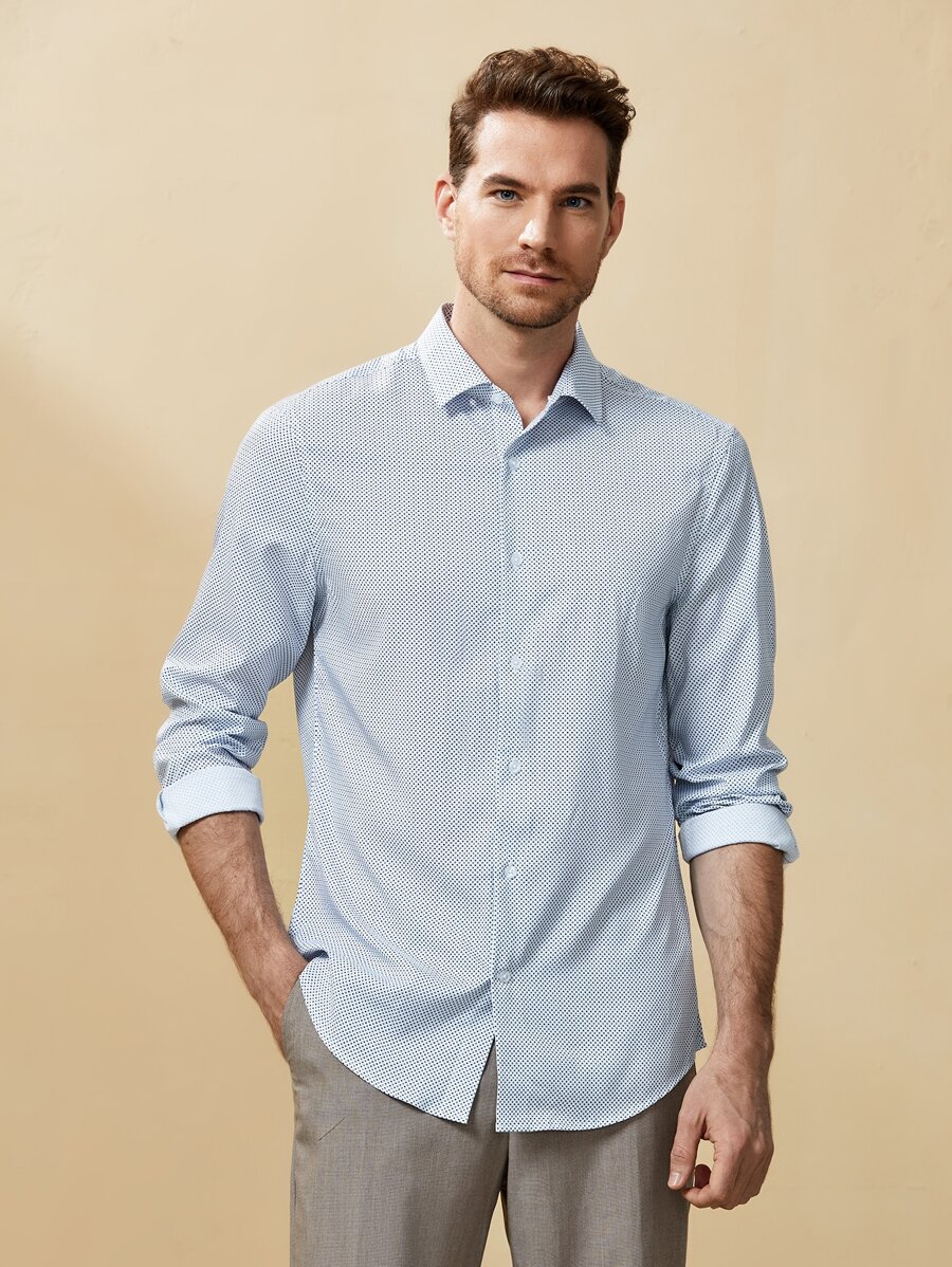 GENTILAND Men Allover Print Shirt - Baby Blue - View 1