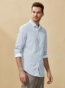 GENTILAND Men Allover Print Shirt - Baby Blue - View 3