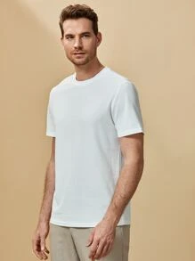 Manfinity Men Solid Textured Tee - White - View 1