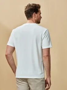 Manfinity Men Solid Textured Tee - White - View 2