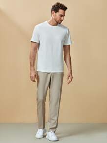 Manfinity Men Solid Textured Tee - White - View 3