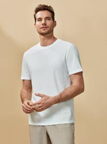 Manfinity Men Solid Textured Tee - White - View 6
