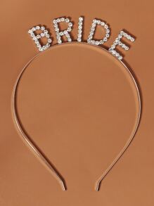 水钻字母装饰新娘头饰派对头饰新娘发饰情人节配饰婚礼发饰 - 銀色 - 查看 4