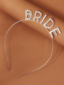 水钻字母装饰新娘头饰派对头饰新娘发饰情人节配饰婚礼发饰 - 銀色 - 查看 6