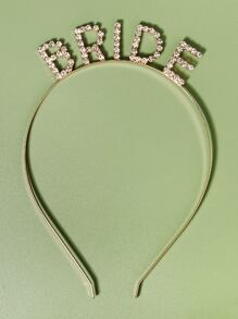 Băng đô cài tóc cô dâu đính chữ lấp lánh, phụ kiện tóc dự tiệc, phụ kiện ngày Valentine, phụ kiện tóc cưới. - Vàng - Xem 3