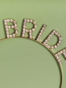 Băng đô cài tóc cô dâu đính chữ lấp lánh, phụ kiện tóc dự tiệc, phụ kiện ngày Valentine, phụ kiện tóc cưới. - Vàng - Xem 4