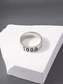 للرجال خاتم نمط رقم - فضي - مشاهدة 2