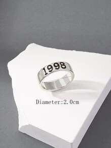 للرجال خاتم نمط رقم - فضي - مشاهدة 4