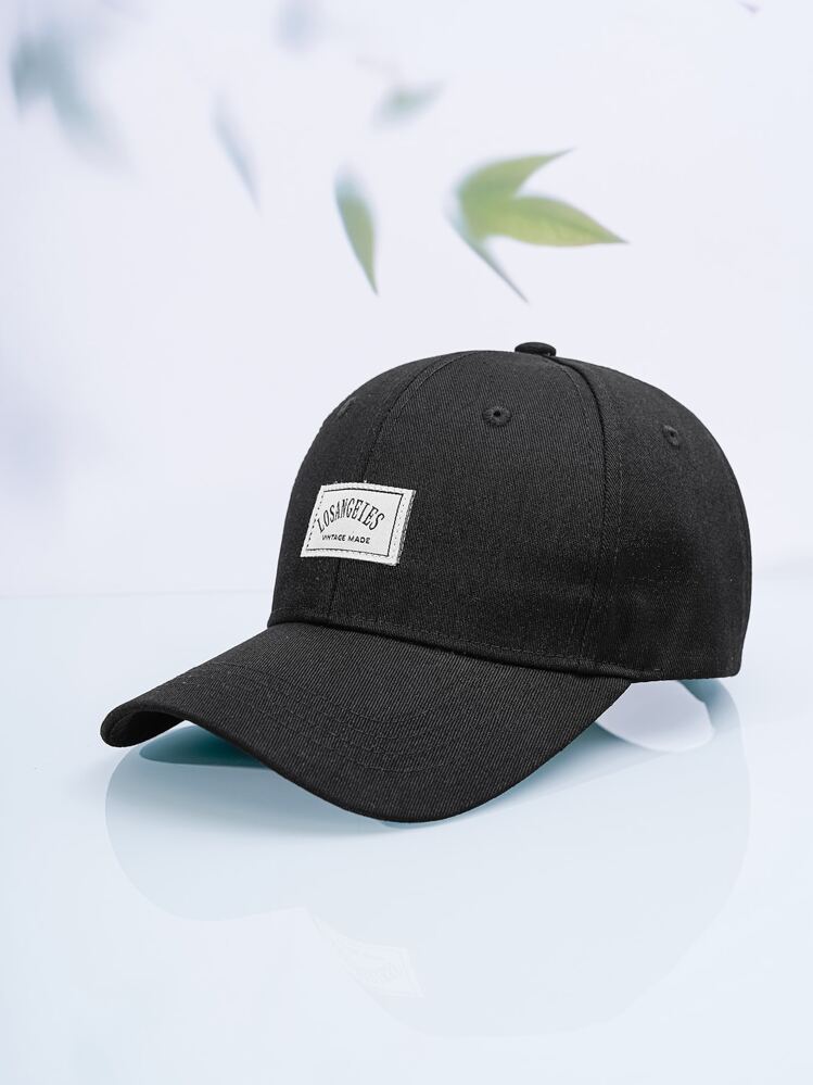 Letter Patch Decor Baseball Cap - Black - View 1