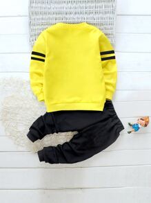 SHEIN Young Boy Letter Graphic Sweatshirt With Sweatpants - Multicolor - View 2