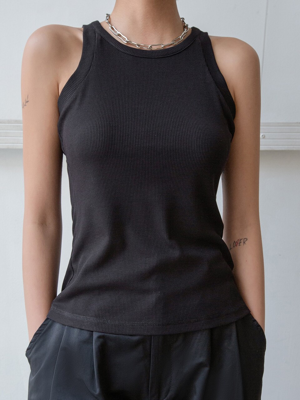 Solid Ribbed Knit Tank Top