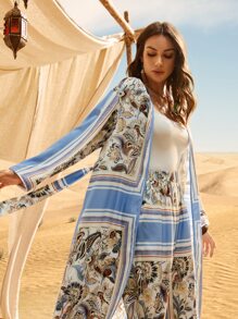 Al Najma Blumen Muster Mantel & Weite Hose Set 2-teiliges Set