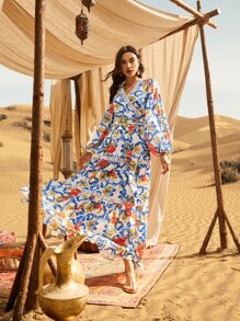 Seusyu 花卉印花荷叶边下摆半身裙 - 彩色 - 查看 3