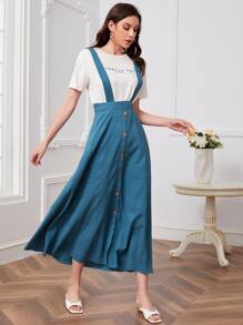 SHEIN Falda overol con botón