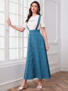 SHEIN Falda overol con botón