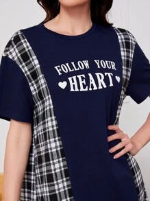 Seusyu 格紋標語圖案連衣裙 - 彩色 - 查看 3