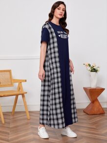 Seusyu 格紋標語圖案連衣裙 - 彩色 - 查看 5