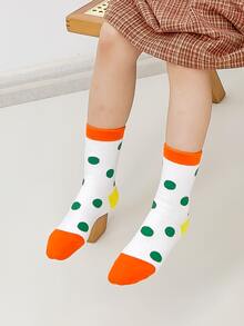 3pairs Toddler Girls Vớ Polka Dot Crew - Nhiều màu - Xem 2