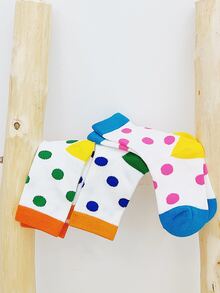 3pairs Toddler Girls Vớ Polka Dot Crew - Nhiều màu - Xem 3