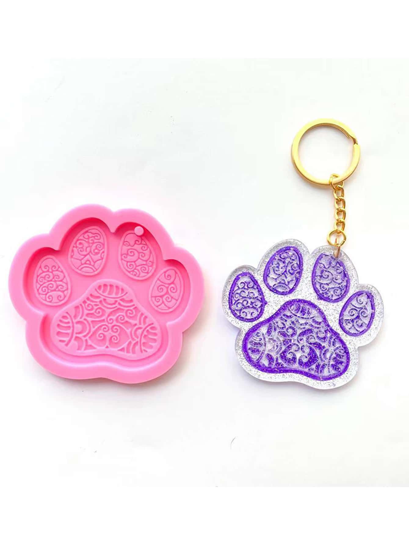 Khuôn silicon mặt dây chuyền 1 cái DIY Paw - Hồng - Xem 1