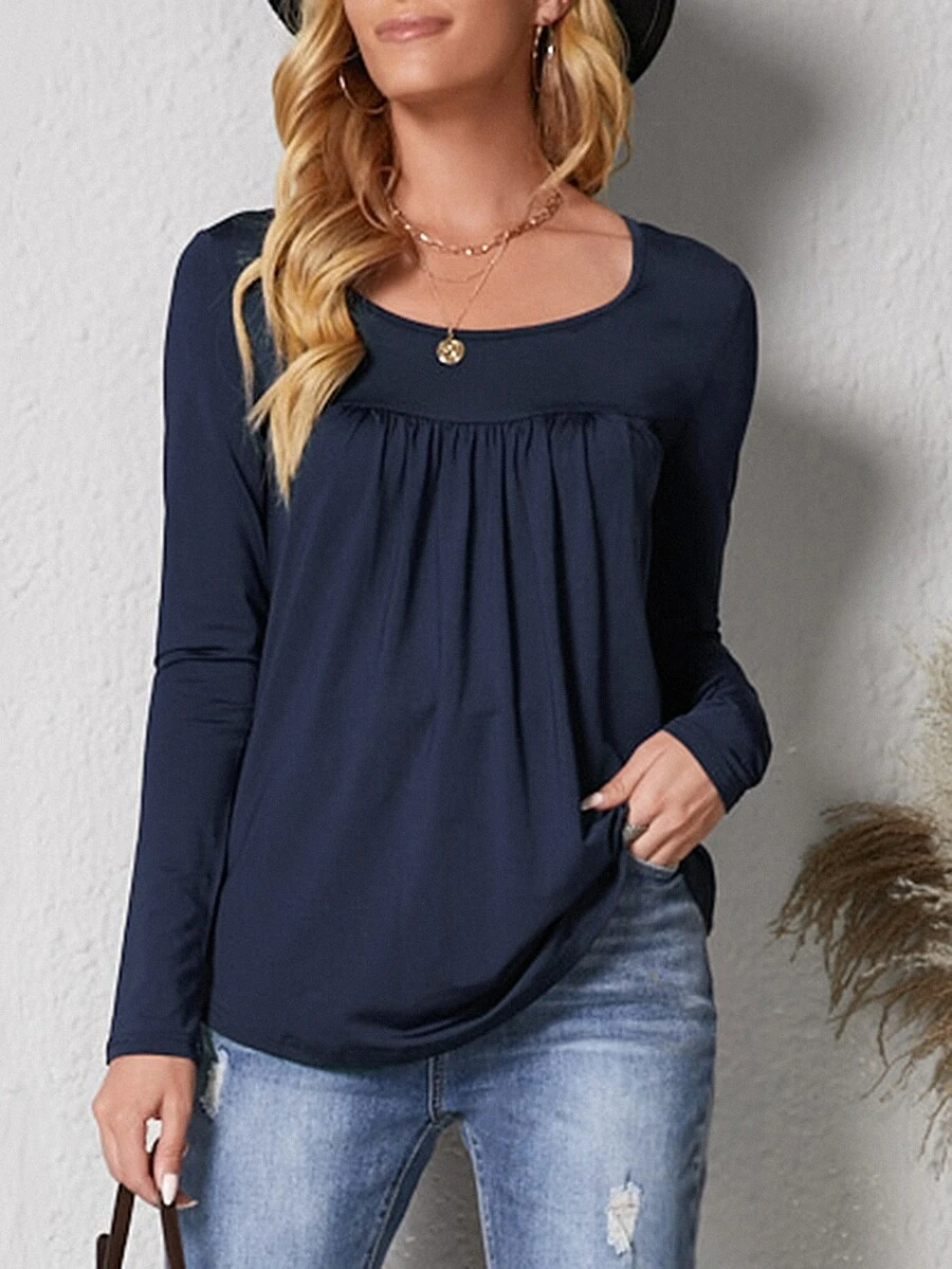 Áo thun nữ màu trơn Giải trí - Màu xanh hải quân - Xem 1