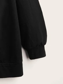 SHEIN 3D Ear Design Drawstring Hoodie - Black - View 3