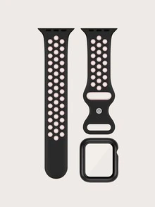 Hộp đựng & dây đeo đồng hồ bằng silicon màu khối màu tương thích với Apple Watch - Nhiều màu - Xem 3