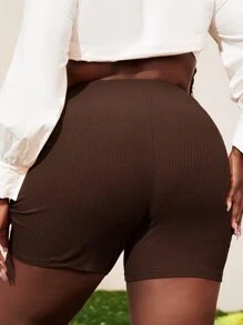 SHEIN SXY 大碼O形環細節羅紋針織短褲