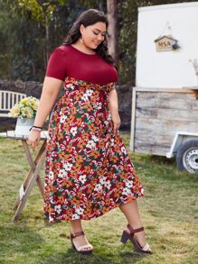 EMERY ROSE 大碼印花前打結連衣裙 - 彩色 - 查看 1