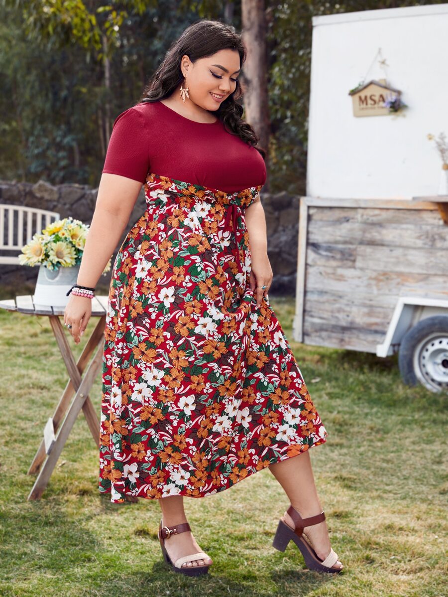 EMERY ROSE 大碼印花前打結連衣裙 - 彩色 - 查看 1