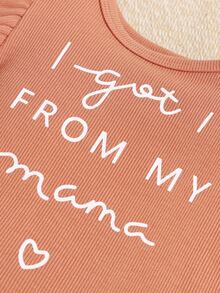 SHEIN Bộ đồ Em bé Xù Sò điệp Gân đan Hoa Slogan Boho - Nhiều màu - Xem 3