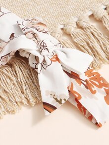 SHEIN Bộ đồ Em bé Xù Sò điệp Gân đan Hoa Slogan Boho - Nhiều màu - Xem 4